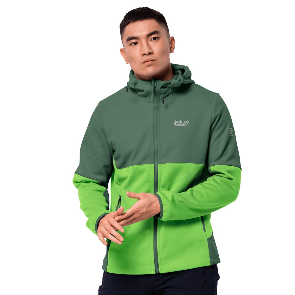 Jack Wolfskin HYDRO HOODED αθλητικό μπουφάν ανδρικα πρασινο | GR0119574